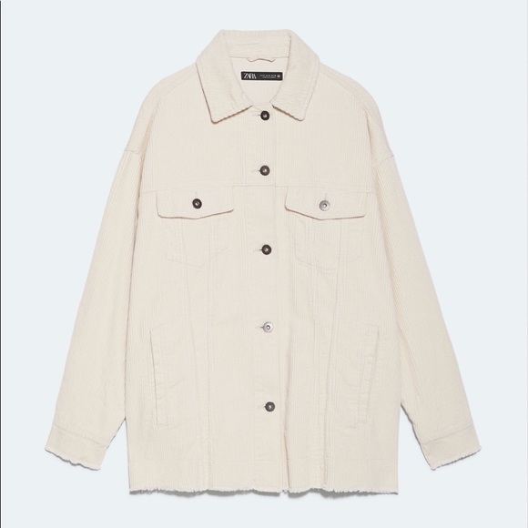 Zara Oversized Corduroy Jacket Cream 